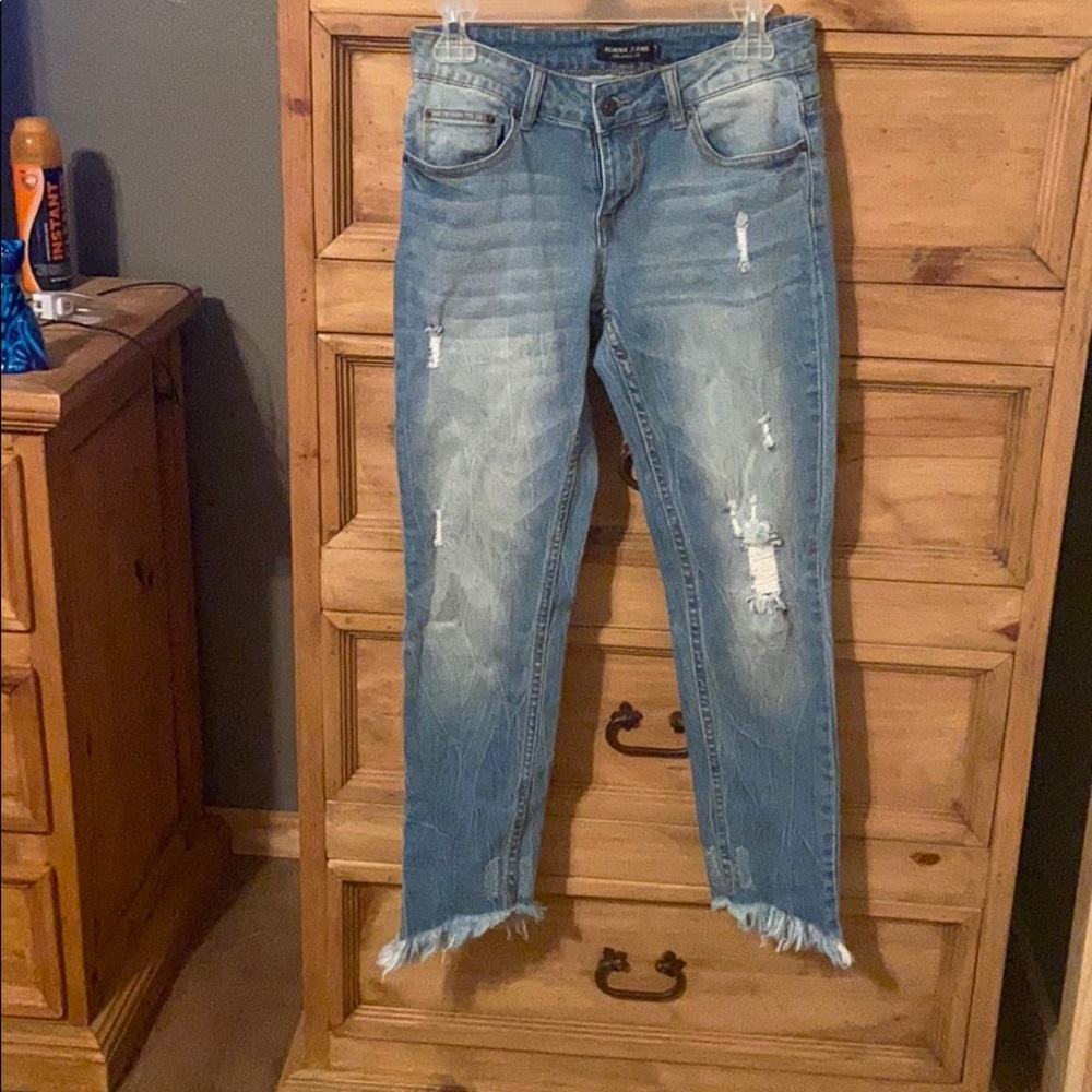 Light wash low rise jeans